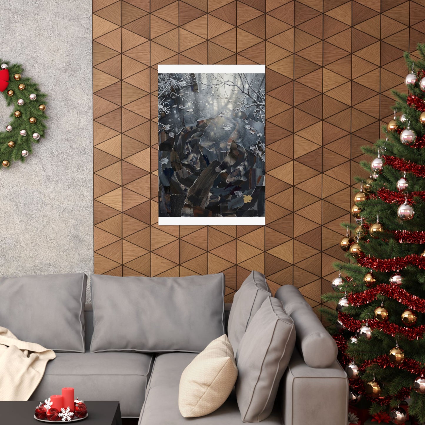 Koi Pond Wall Art Print | Winter Dark Japandi Shadow Zen Art