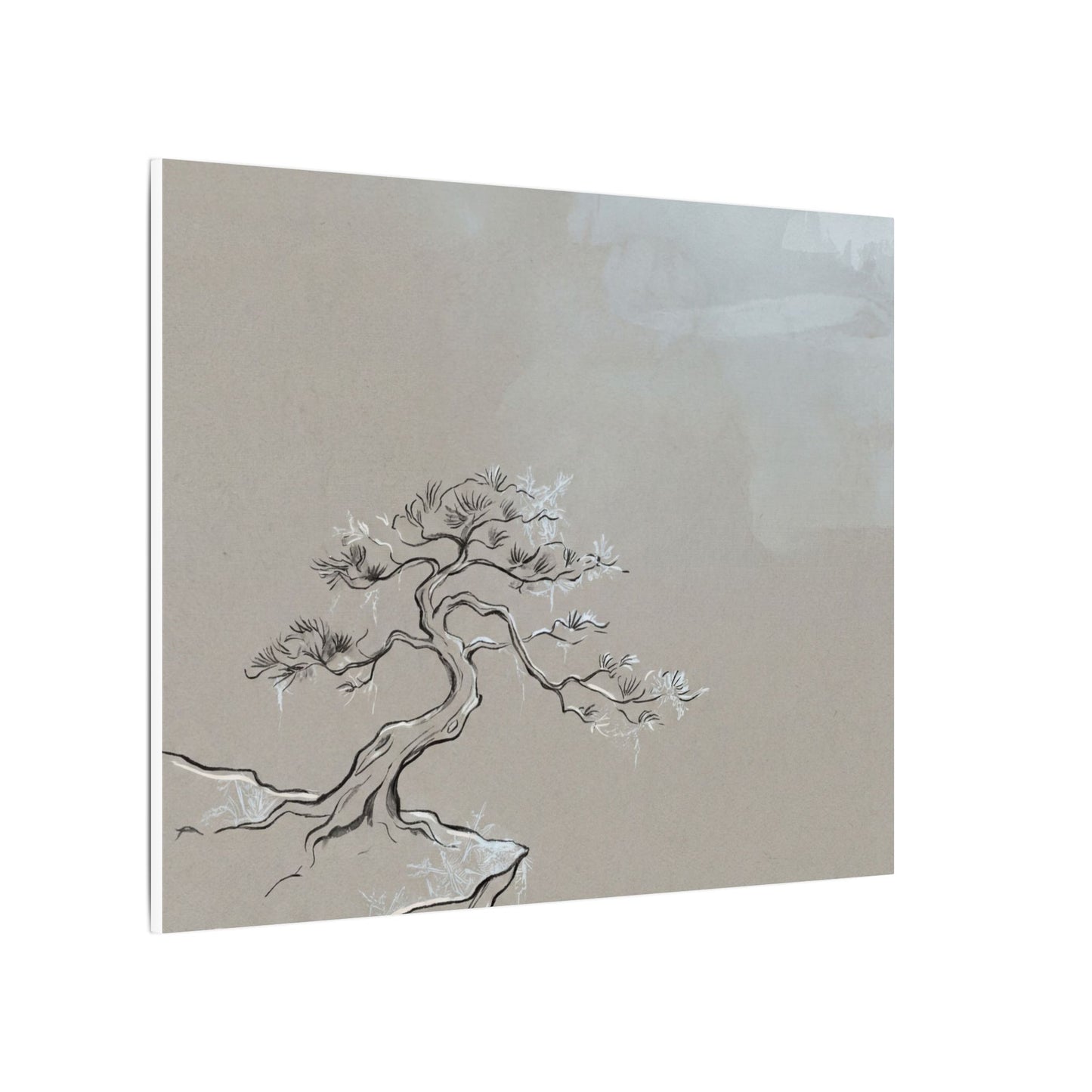 Pine Tree Minimal Line Canvas Art | Warm Japandi Art