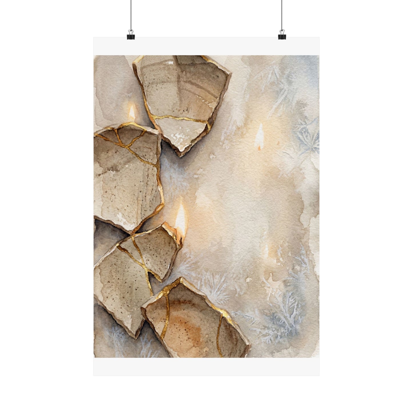 Winter Broken Pottery Watercolor Wall Art Print | Neutral Decor Art Print