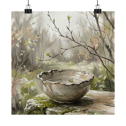 Japandi Ceramic Bowl in Overcast | Minimal Line Wall Art Print