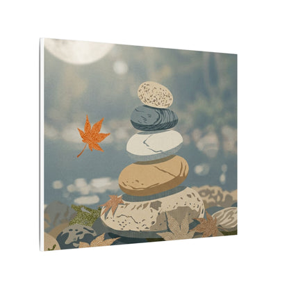 Warm River Stones Canvas Art - Japanese Pattern Japandi
