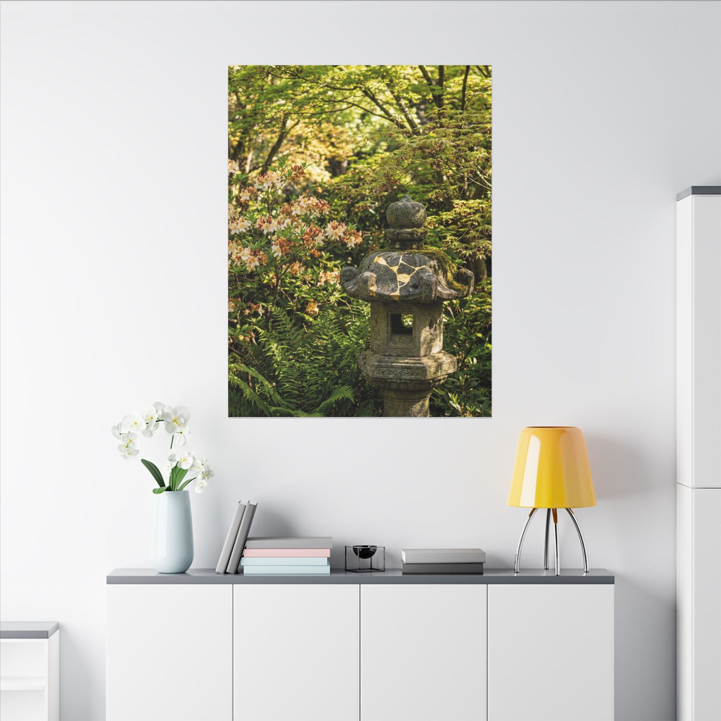Spring Stone Lantern Gold Repair Canvas Art | Beautiful Decor