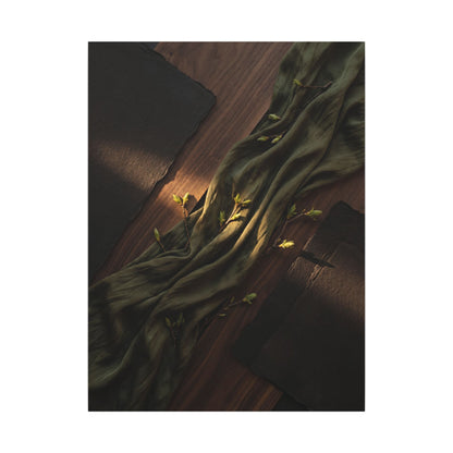 Silk Drape Canvas Art | Spring Dark Japandi Dark Texture Art