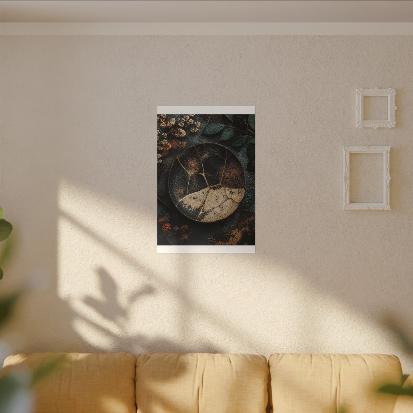 Kintsugi Rust Patina in Dawn | Gold Repair Canvas Art