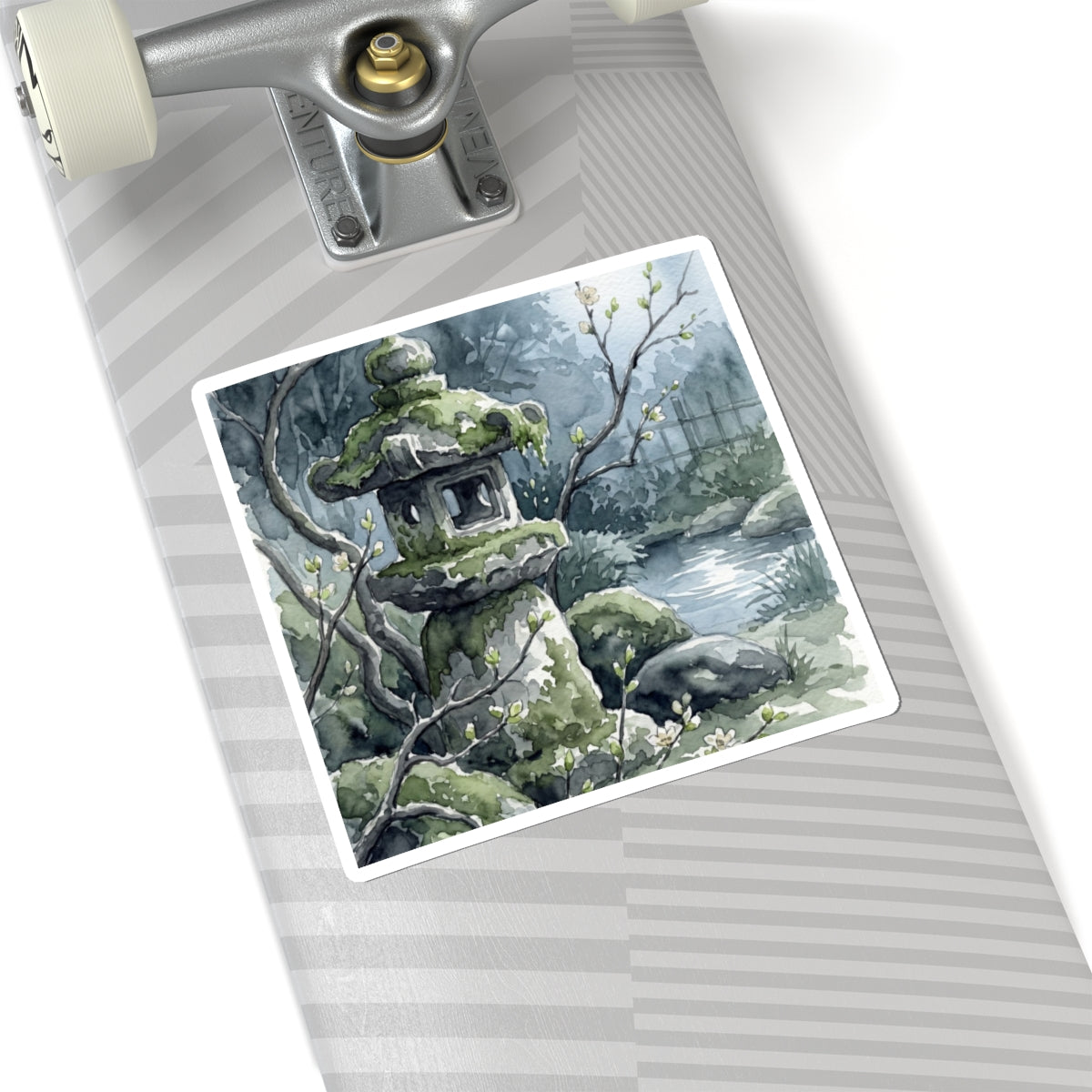 Neutral Stone Lantern Sticker - Watercolor Japandi