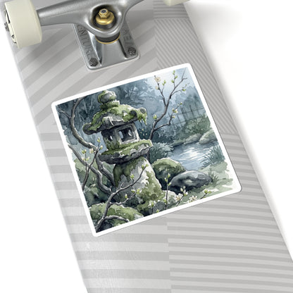 Neutral Stone Lantern Sticker - Watercolor Japandi