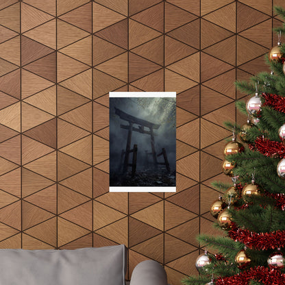 Torii Gate Moody Minimal Wall Art Print | Moody Dark Japandi Art