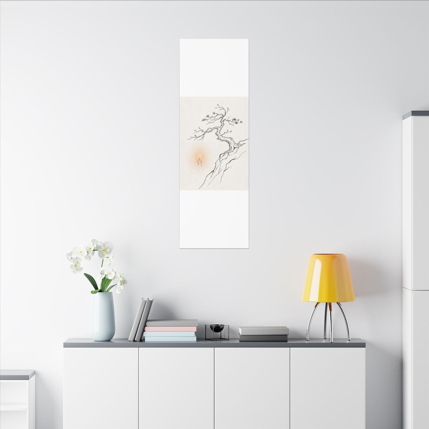 Candlelight Pine Tree Canvas Art - Japandi Shibui