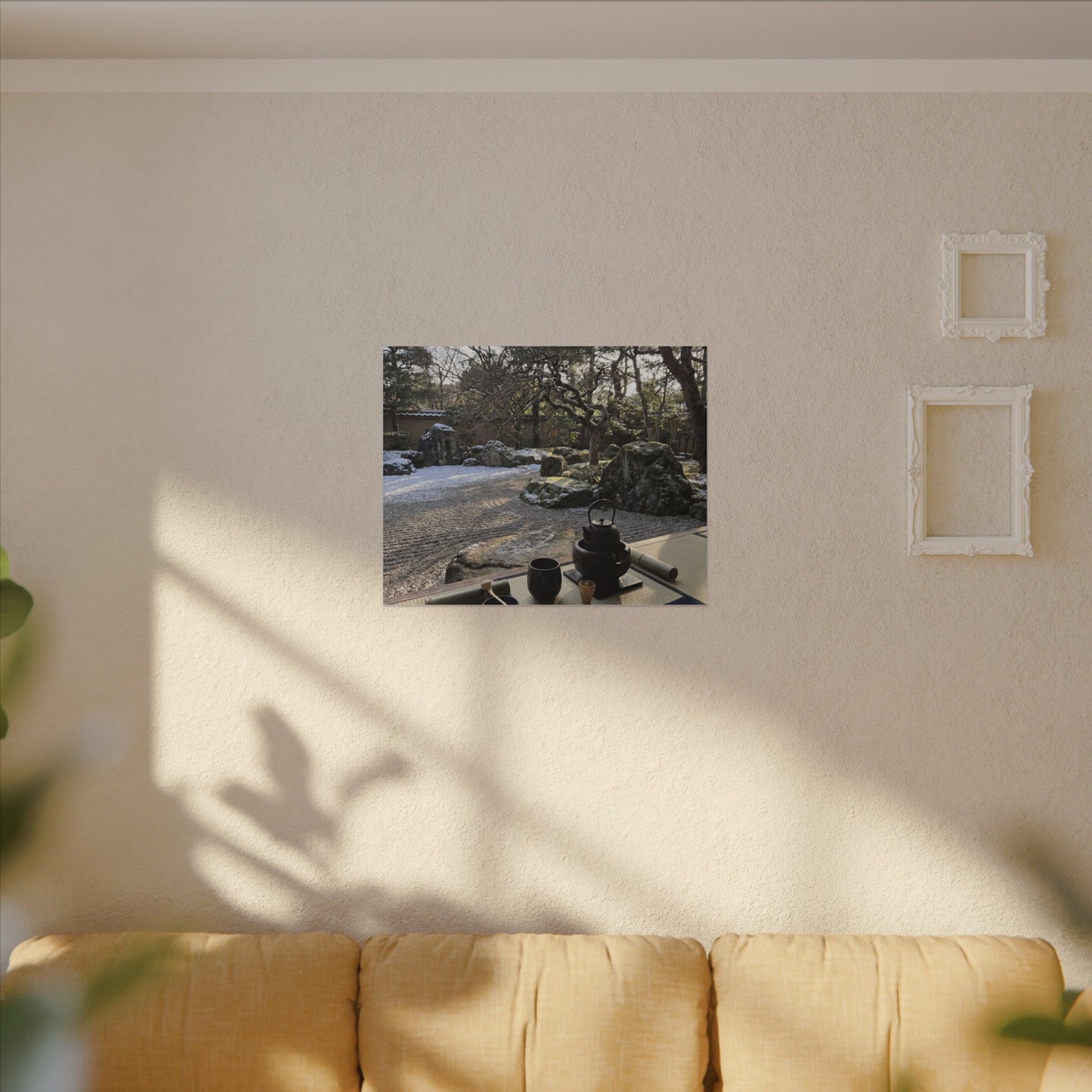 Winter Tea Ceremony Karesansui Canvas Art | Serene Decor