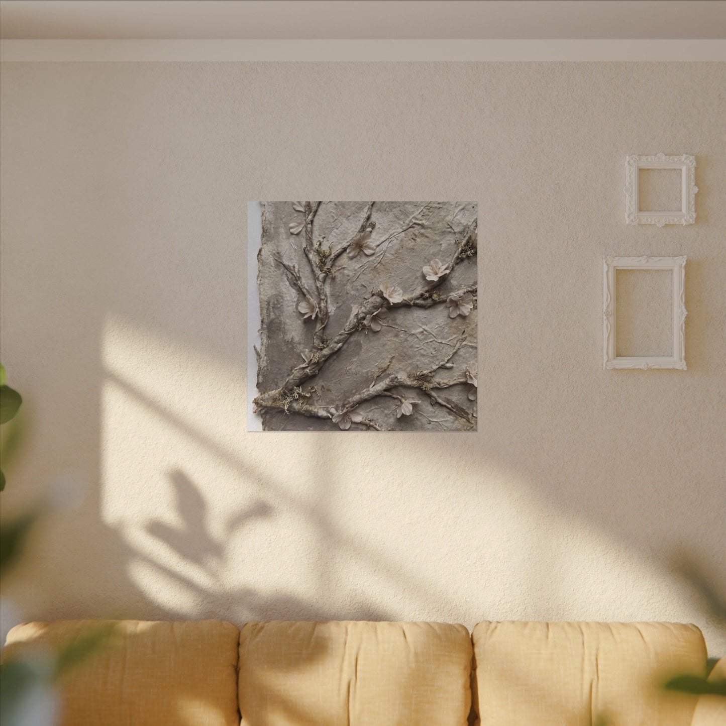Summer Cherry Blossom Texture Canvas Art | Earthy Decor