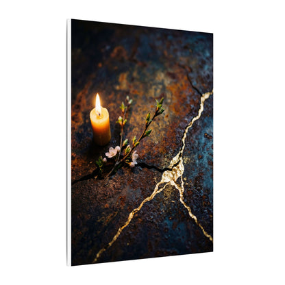 Kintsugi Rust Patina in Candlelight | Gold Repair Canvas Art