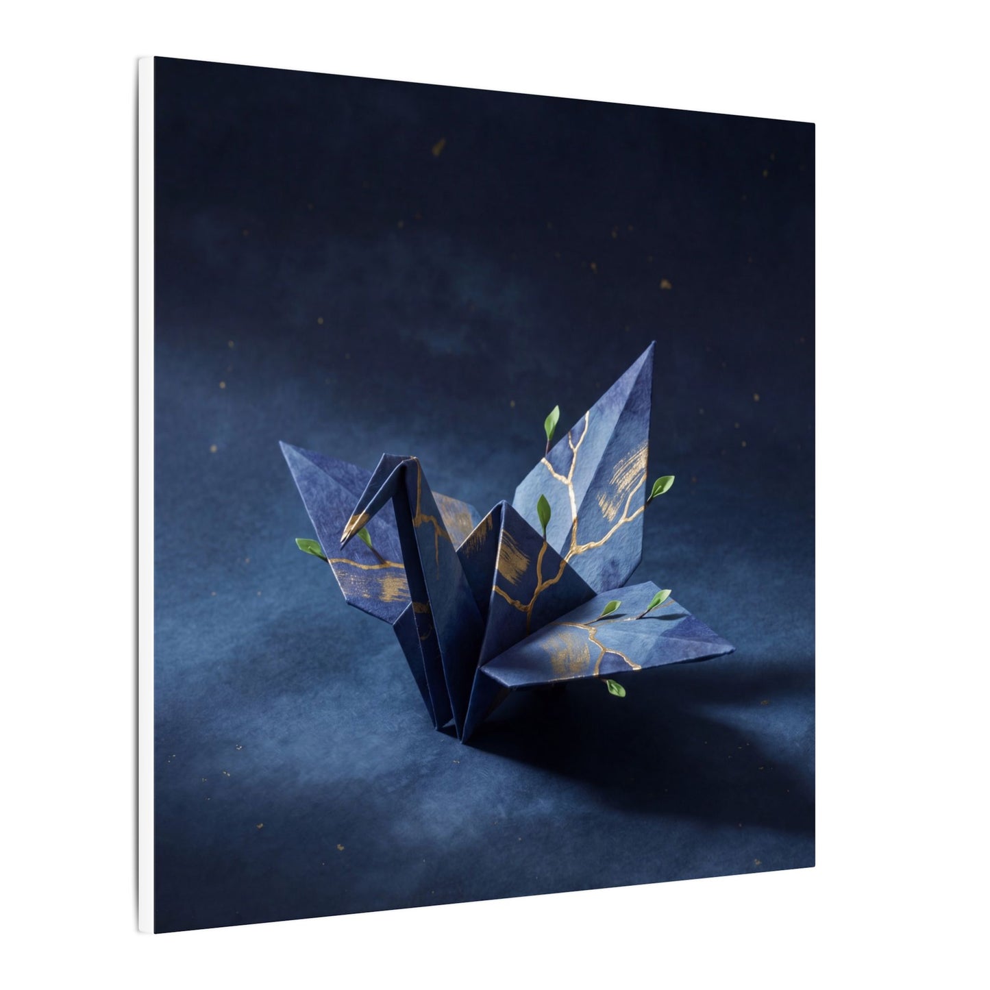 Kintsugi Paper Fold in Moonlight | Crackle Gold Canvas Art