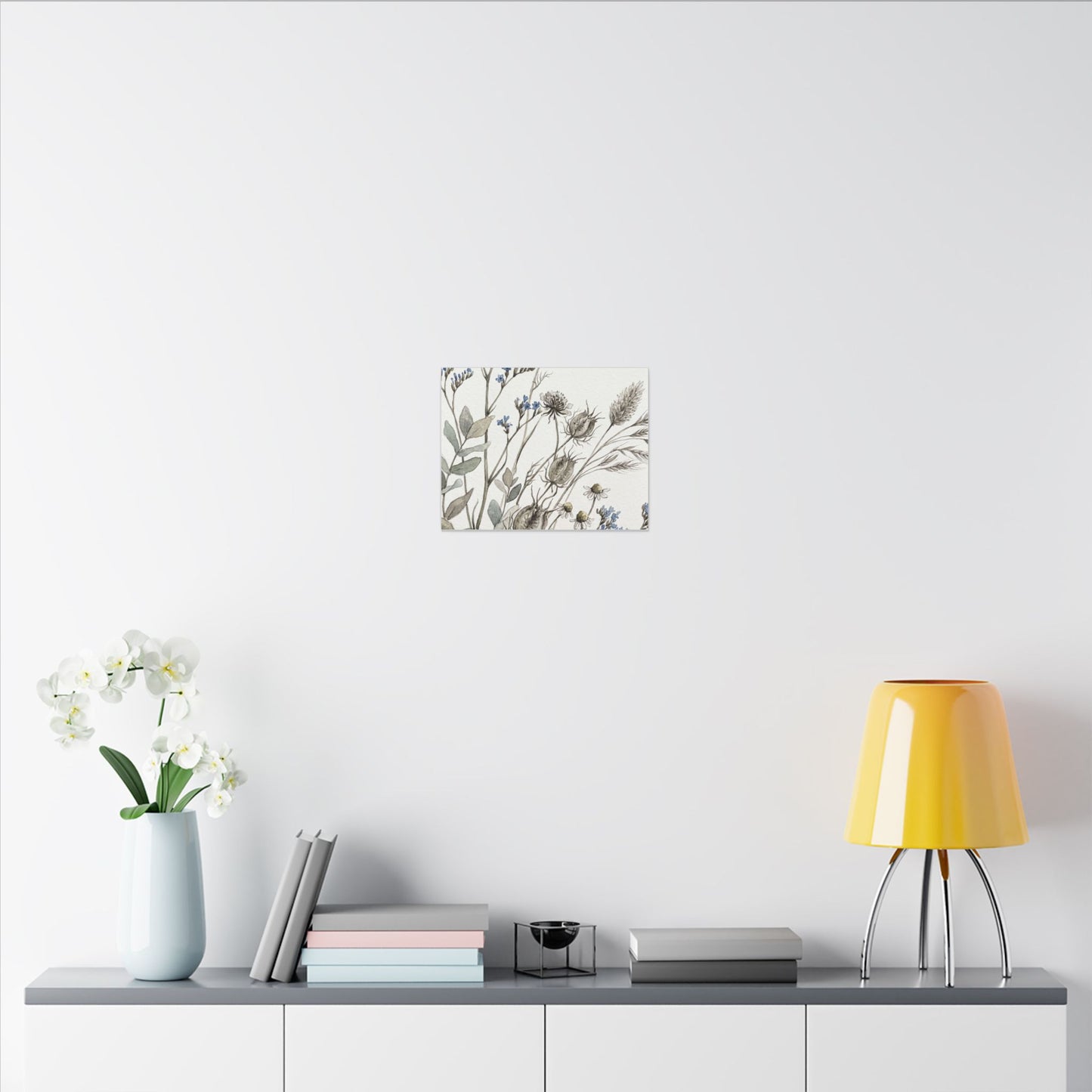 Dried Flowers Canvas Art | Summer Japandi Watercolor Art