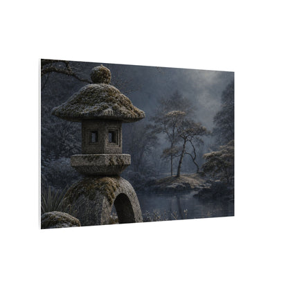 Stone Lantern Canvas Art | Winter Japandi Japanese Pattern Art