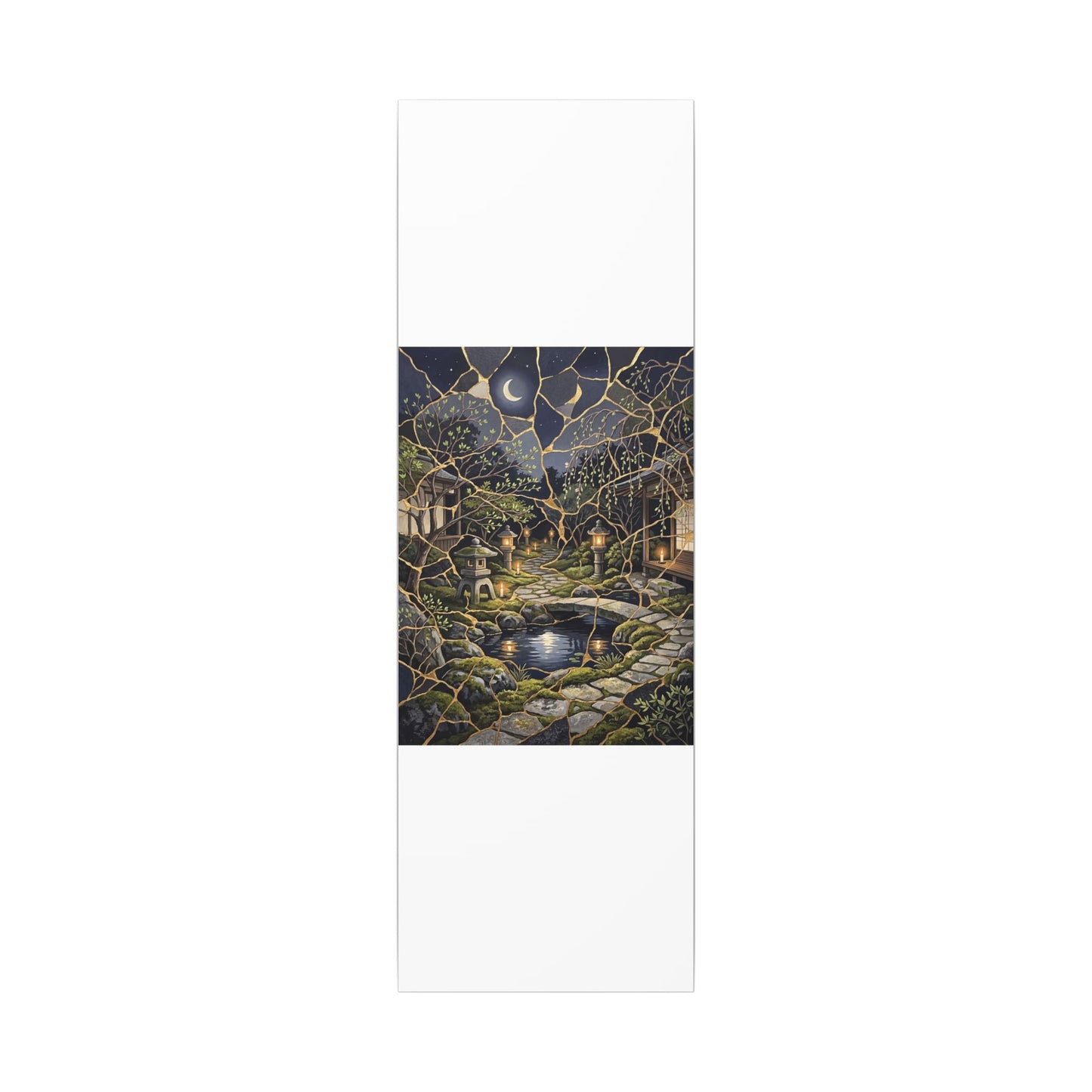 Kintsugi Moonlit Garden in Candlelight | Gold Vein Canvas Art