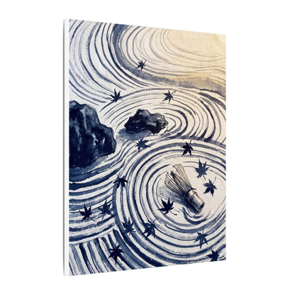 Zen Rock Garden in Golden Hour | Sumi E Canvas Art