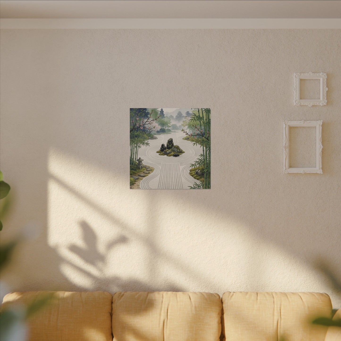 Tranquil Rock Garden Canvas Art - Ukiyo E Inspired Zen