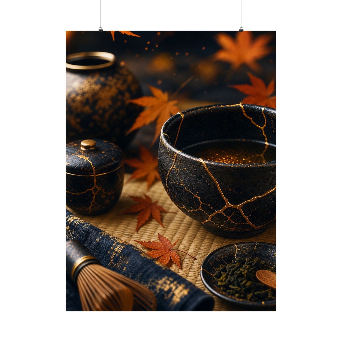 Tea Ceremony Gold Repair Wall Art Print | Healing Kintsugi Art