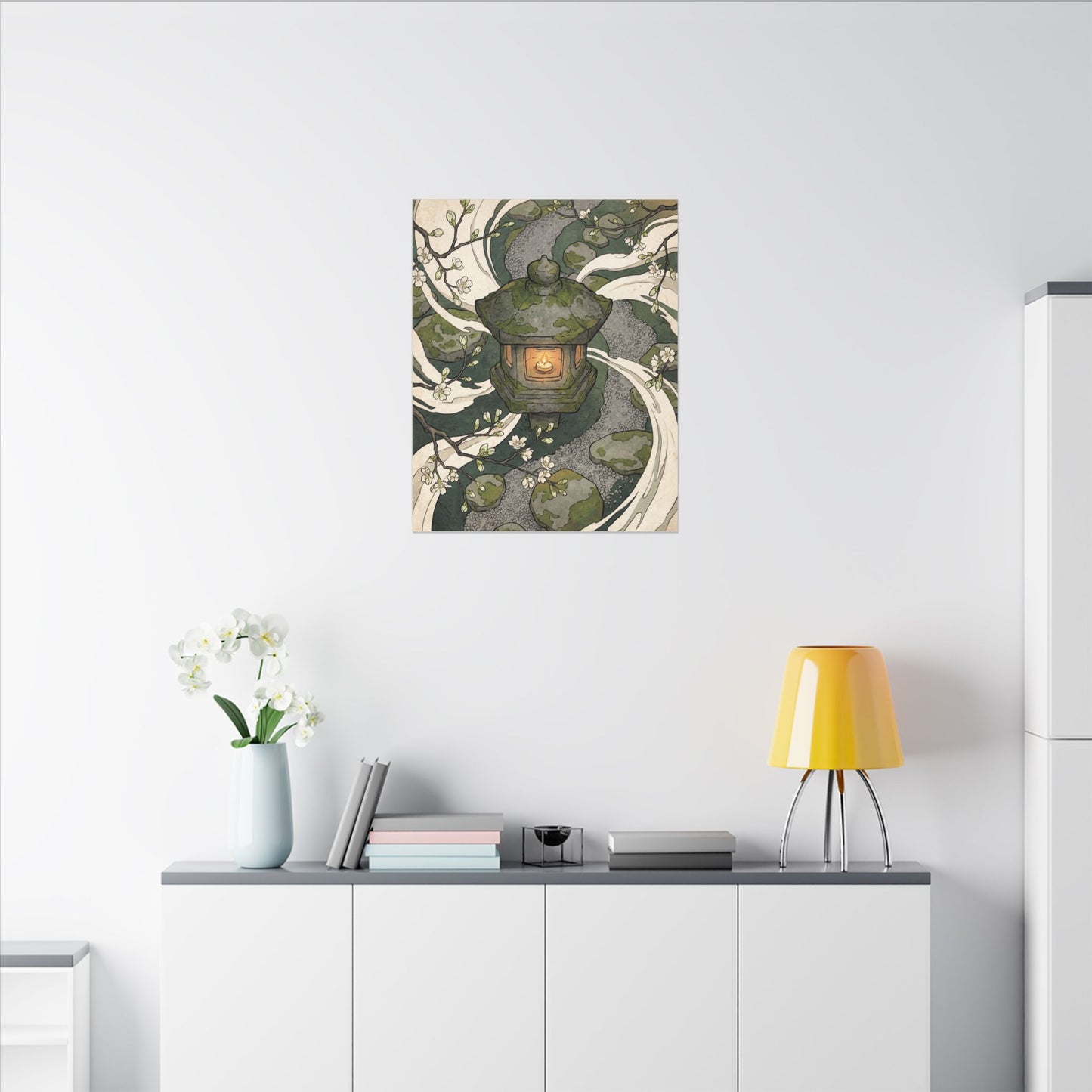 Zen Stone Lantern in Candlelight | Ukiyo E Inspired Canvas Art