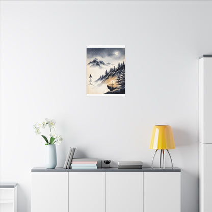 Mountain Mist Canvas Art | Winter Zen Ukiyo E Inspired Art