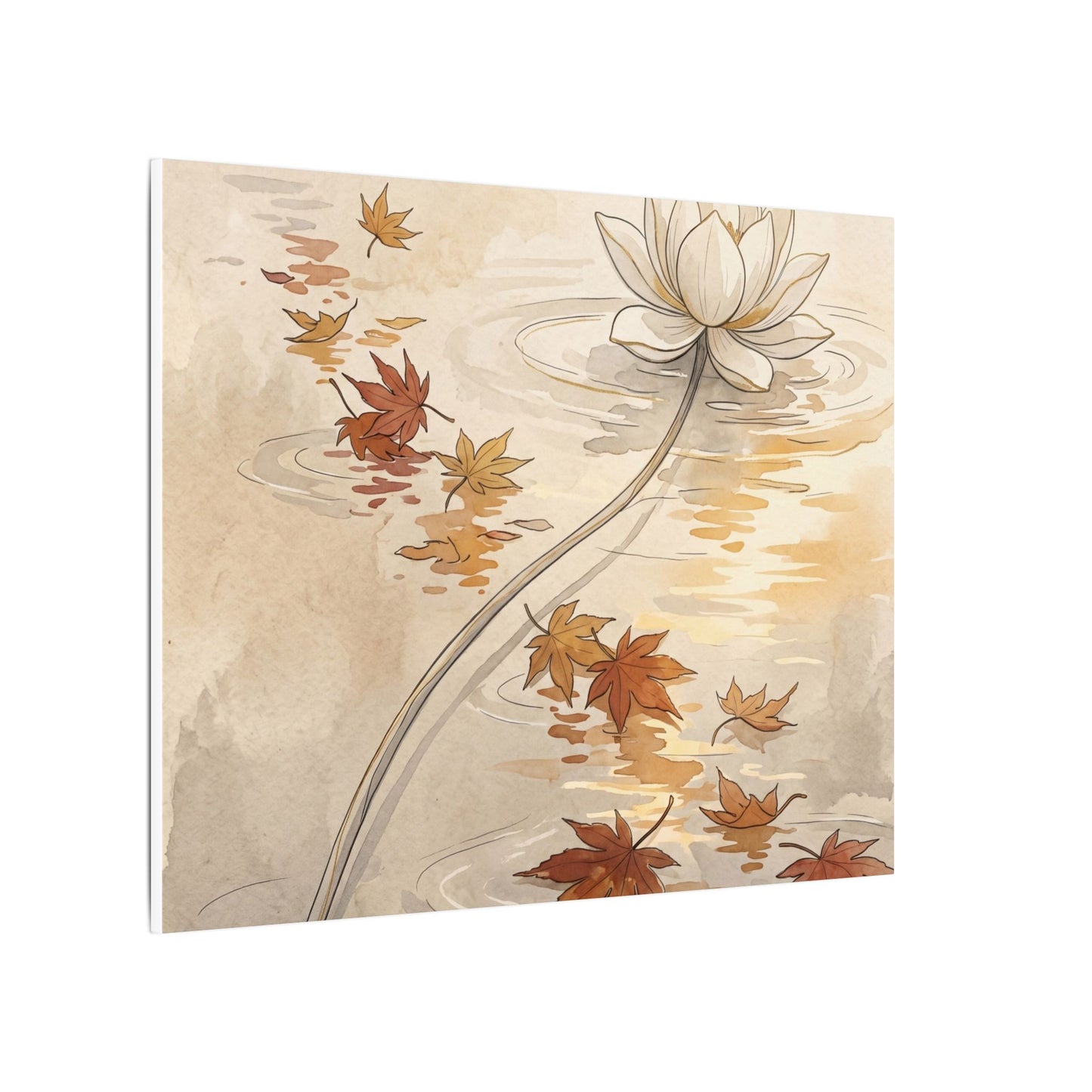Lotus Flower Canvas Art | Autumn Japandi Minimal Line Art