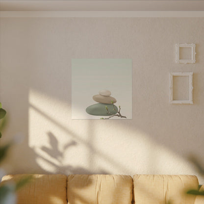 Dawn River Stones Canvas Art - Japandi Fukinsei
