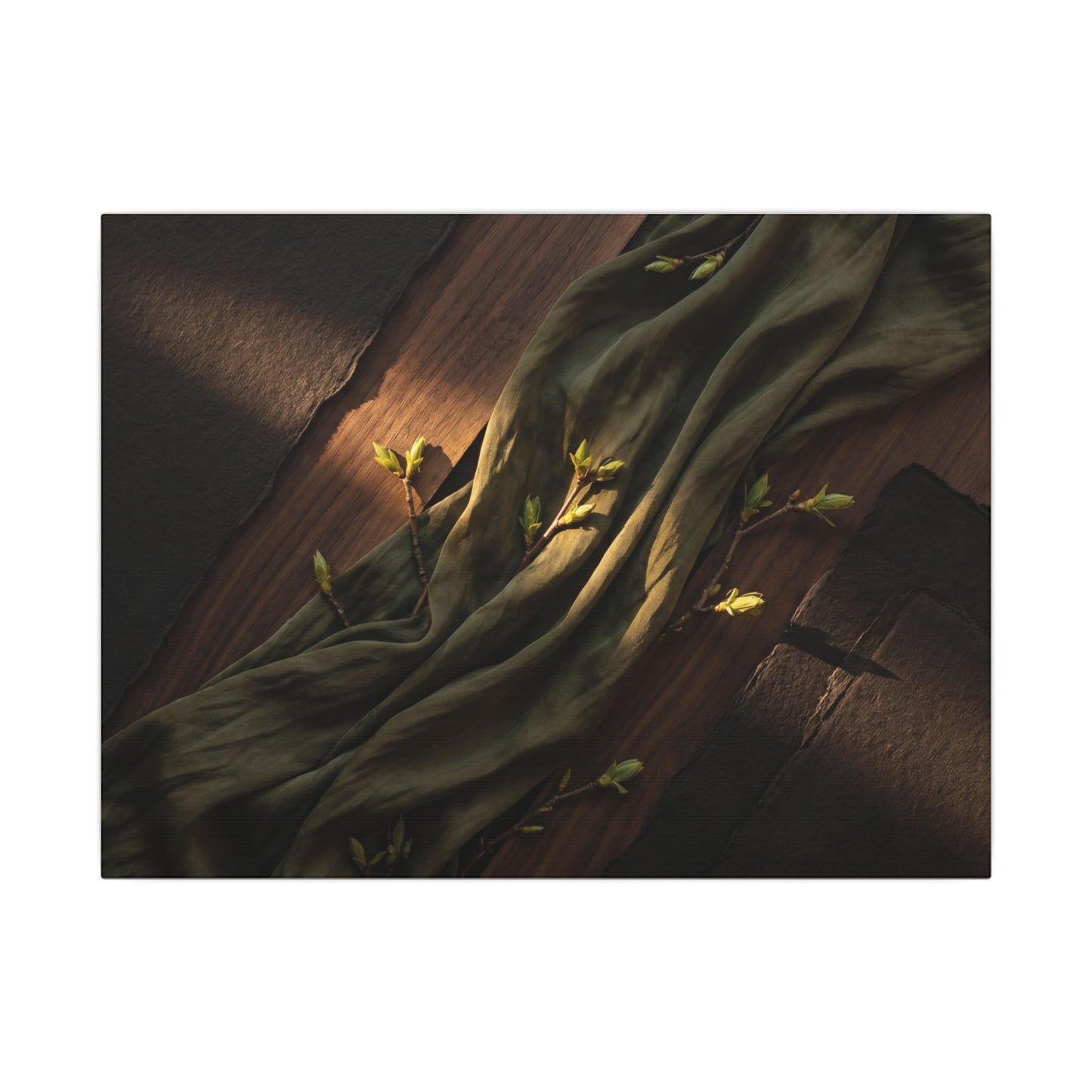 Silk Drape Canvas Art | Spring Dark Japandi Dark Texture Art Art Print