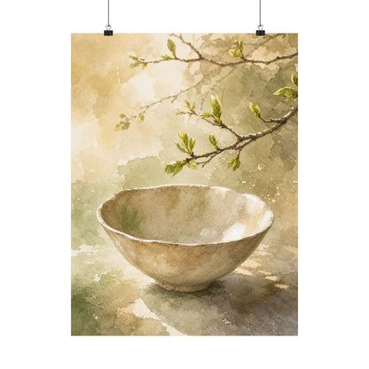 Neutral Ceramic Bowl Wall Art Print - Watercolor Japandi