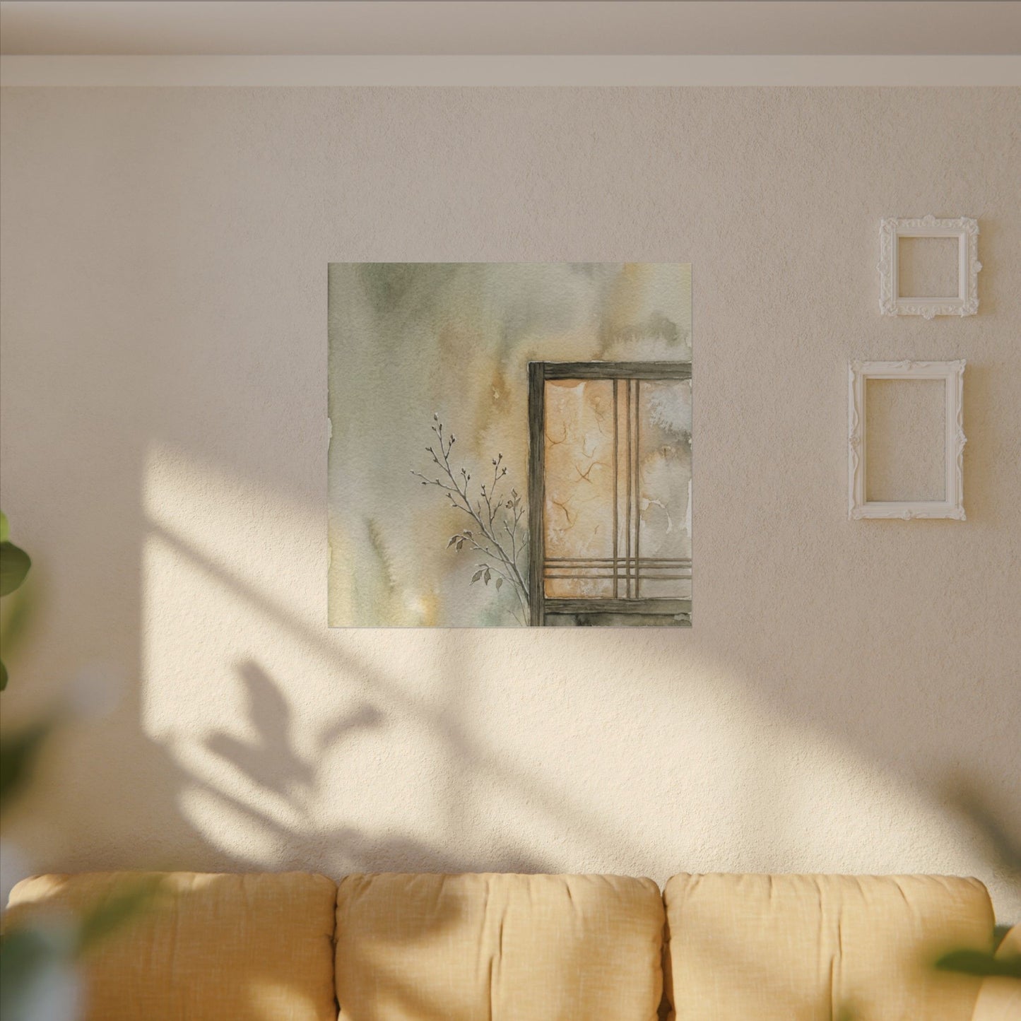 Ma Shoji Screen Canvas Art - Japandi Watercolor