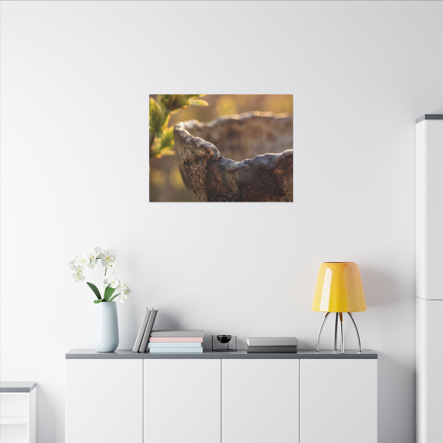 Golden Hour Ceramic Bowl Canvas Art - Dark Japandi Ma