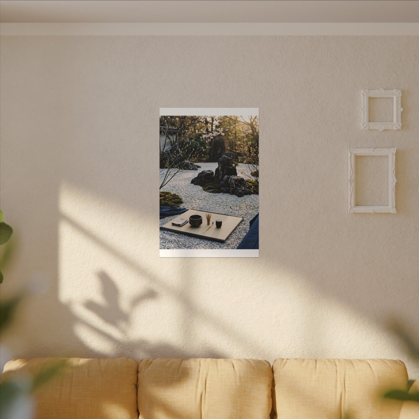 Zen Tea Ceremony in Golden Hour | Karesansui Canvas Art