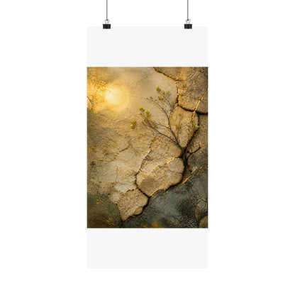 Cracked Earth Texture Wall Art Print | Earthy Japandi Art