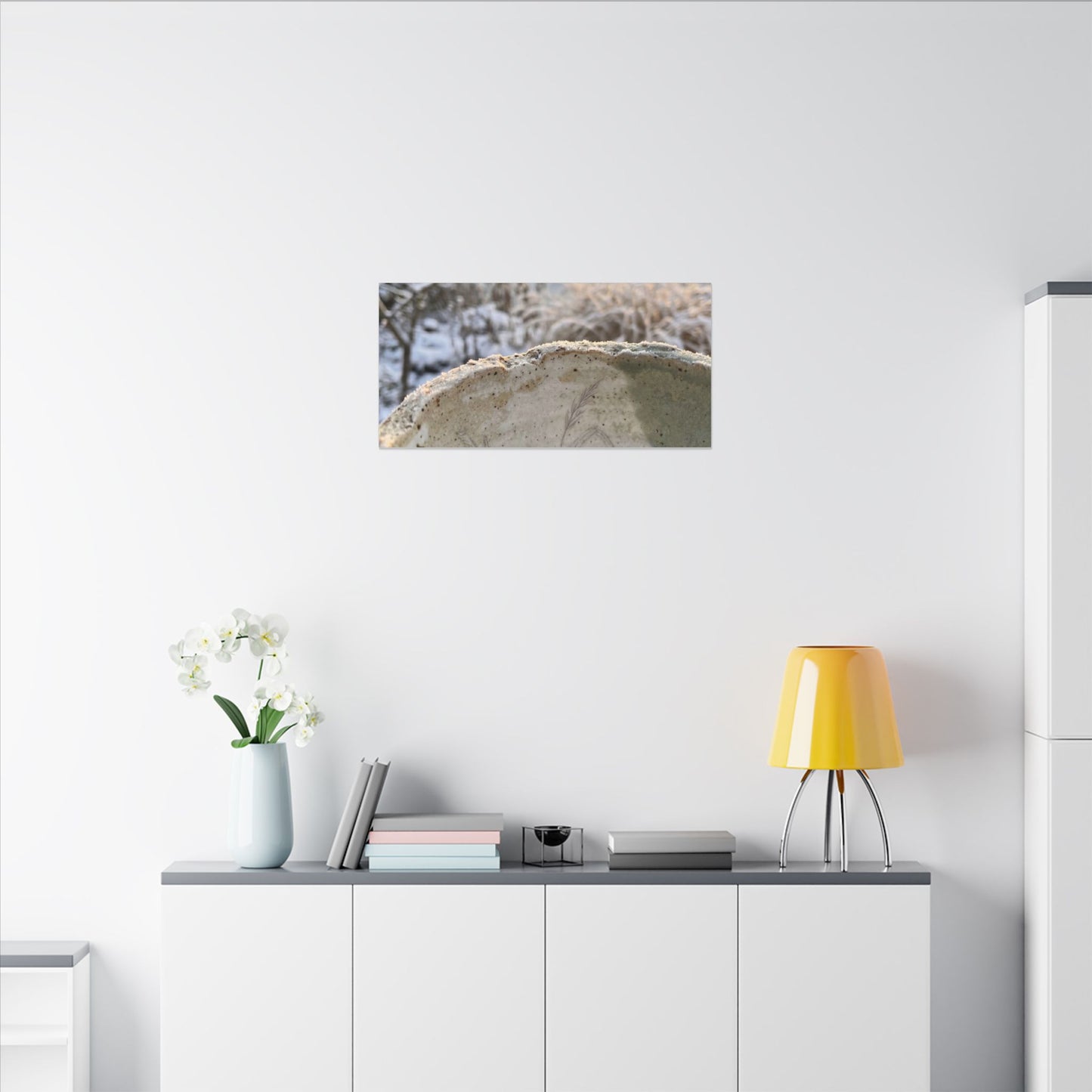Ceramic Bowl Canvas Art | Winter Japandi Minimal Line Art