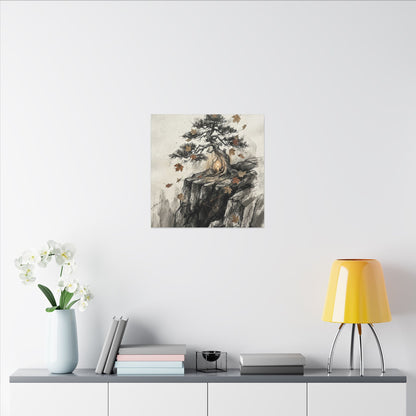 Pine Tree Autumn Canvas Art | Japandi Earthy Design