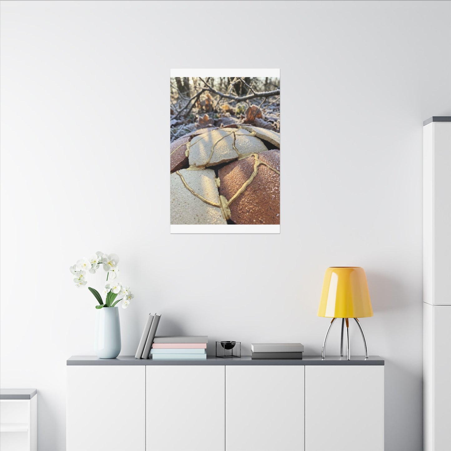 Broken Pottery Crackle Gold Canvas Art | Healing Kintsugi Art