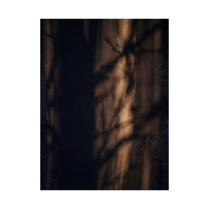 Dark Japandi Shadow Play in Candlelight | Moody Minimal Wall Art Print