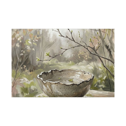 Japandi Ceramic Bowl in Overcast | Minimal Line Canvas Art
