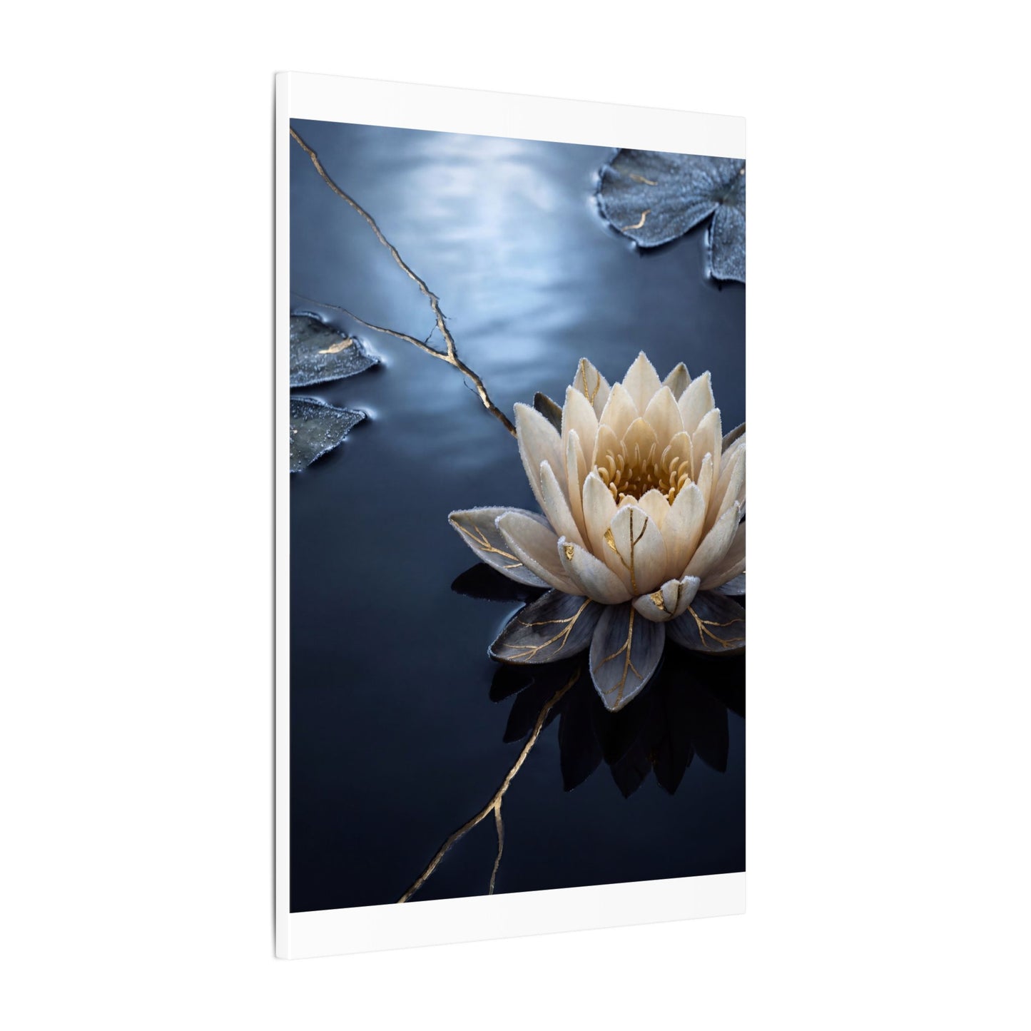 Beautiful Lotus Flower Canvas Art - Gold Vein Kintsugi