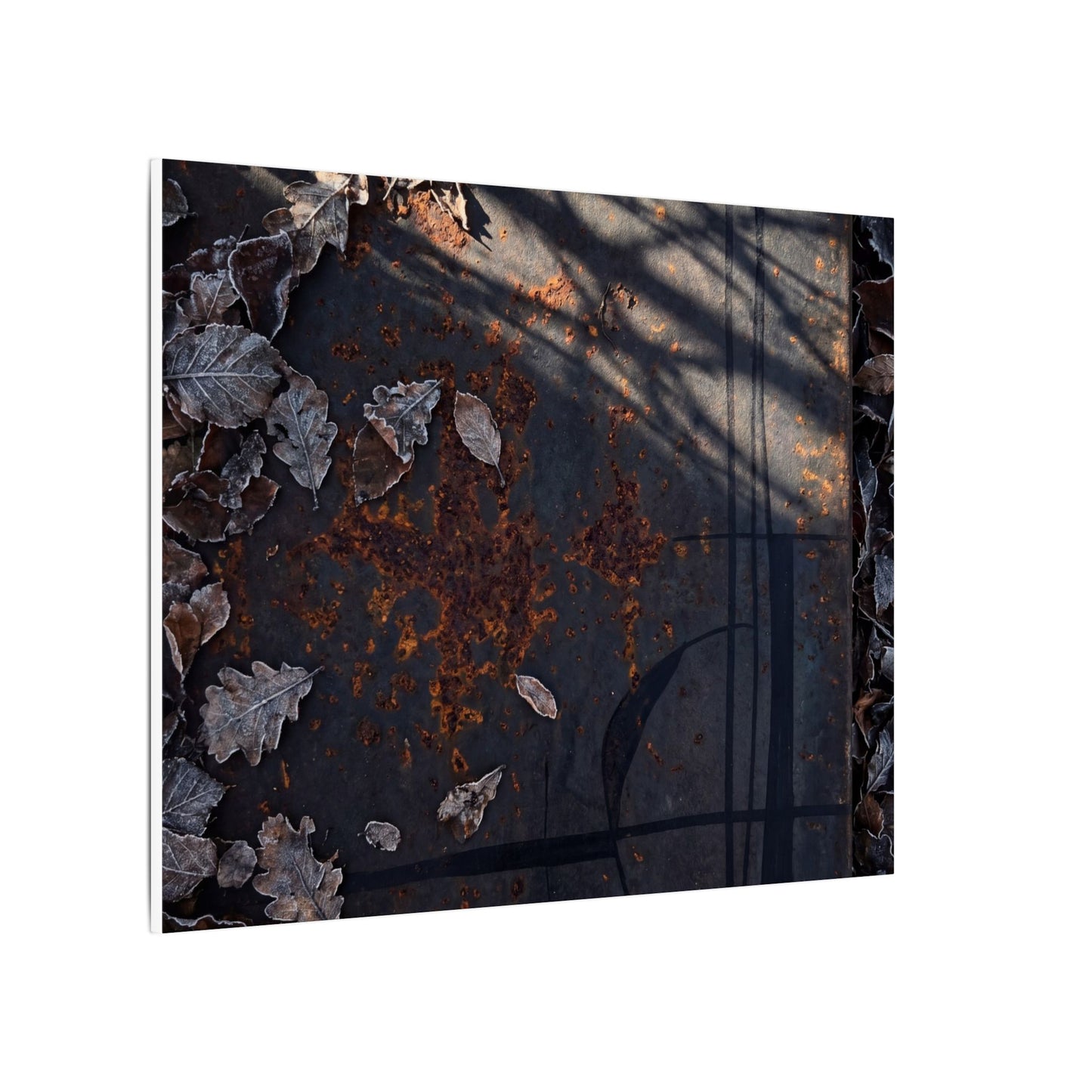 Shibui Rust Patina Canvas Art - Dark Japandi Charcoal Ink