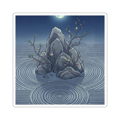 Rock Garden Ukiyo E Inspired Sticker | Contemplative Zen Art Art Print