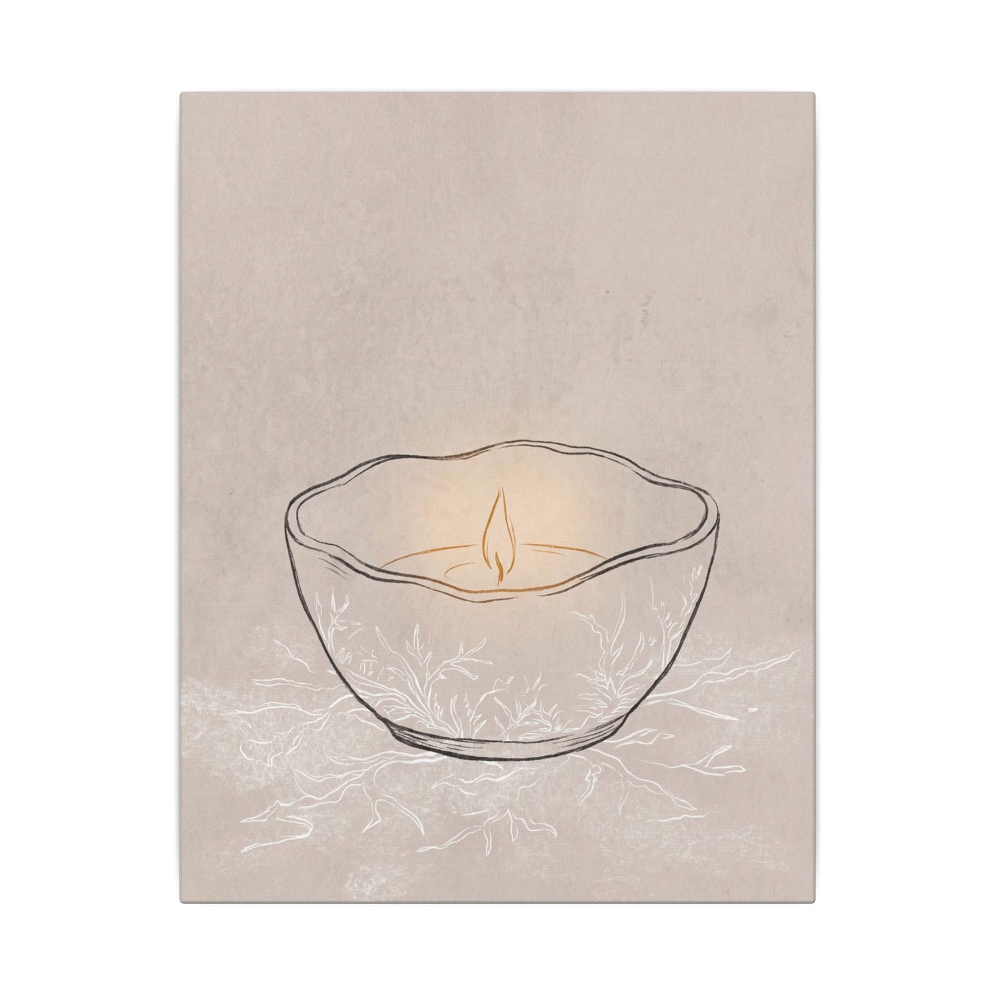 Ceramic Bowl Minimal Line Canvas Art | Neutral Japandi Art