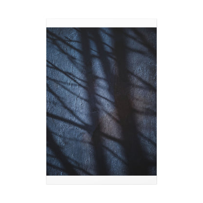 Dark Japandi Shadow Play in Moonlight | Moody Minimal Canvas Art