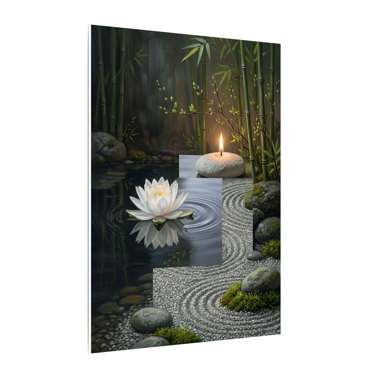 Candlelight Lotus Flower Canvas Art - Zen Kanso