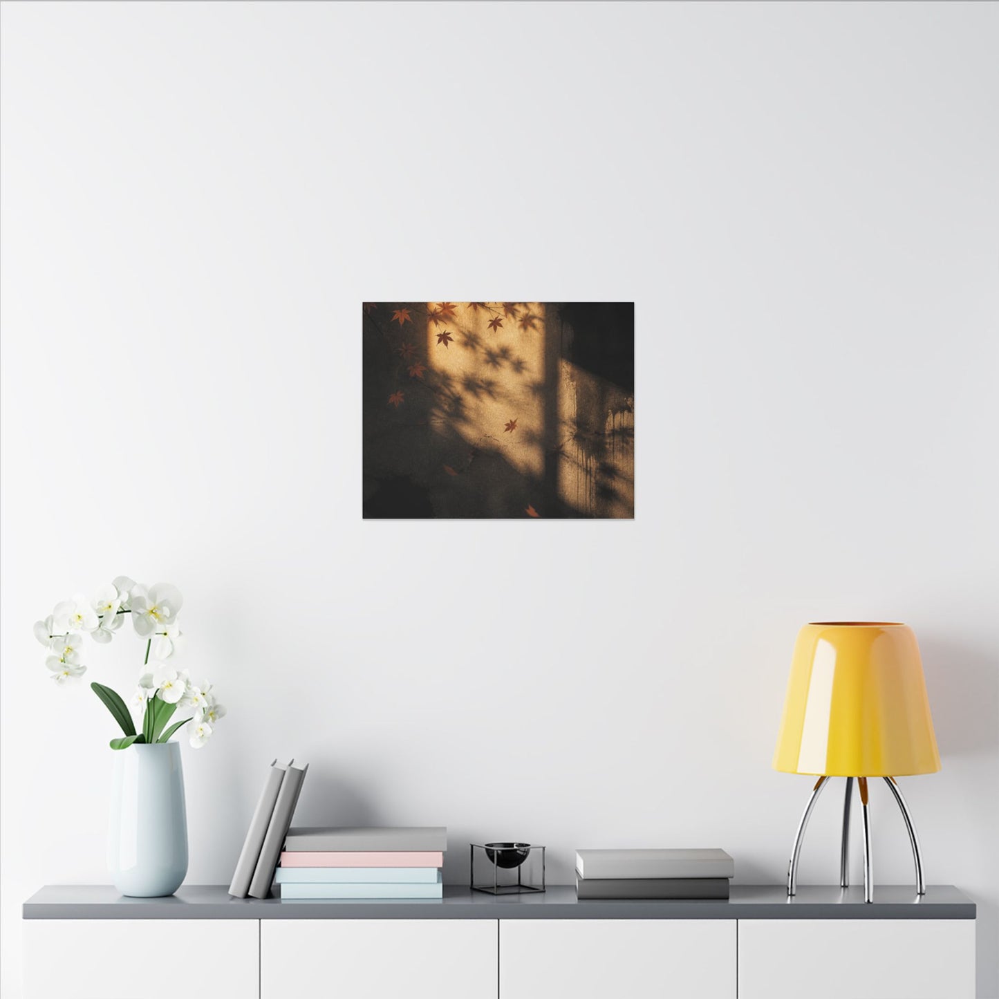 Shadow Play Canvas Art | Autumn Dark Japandi Charcoal Ink Art