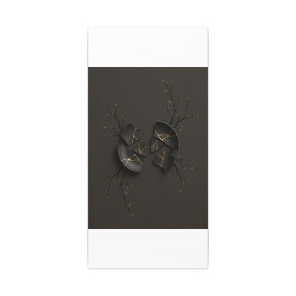 Sophisticated Broken Pottery Canvas Art - Charcoal Ink Dark Japandi