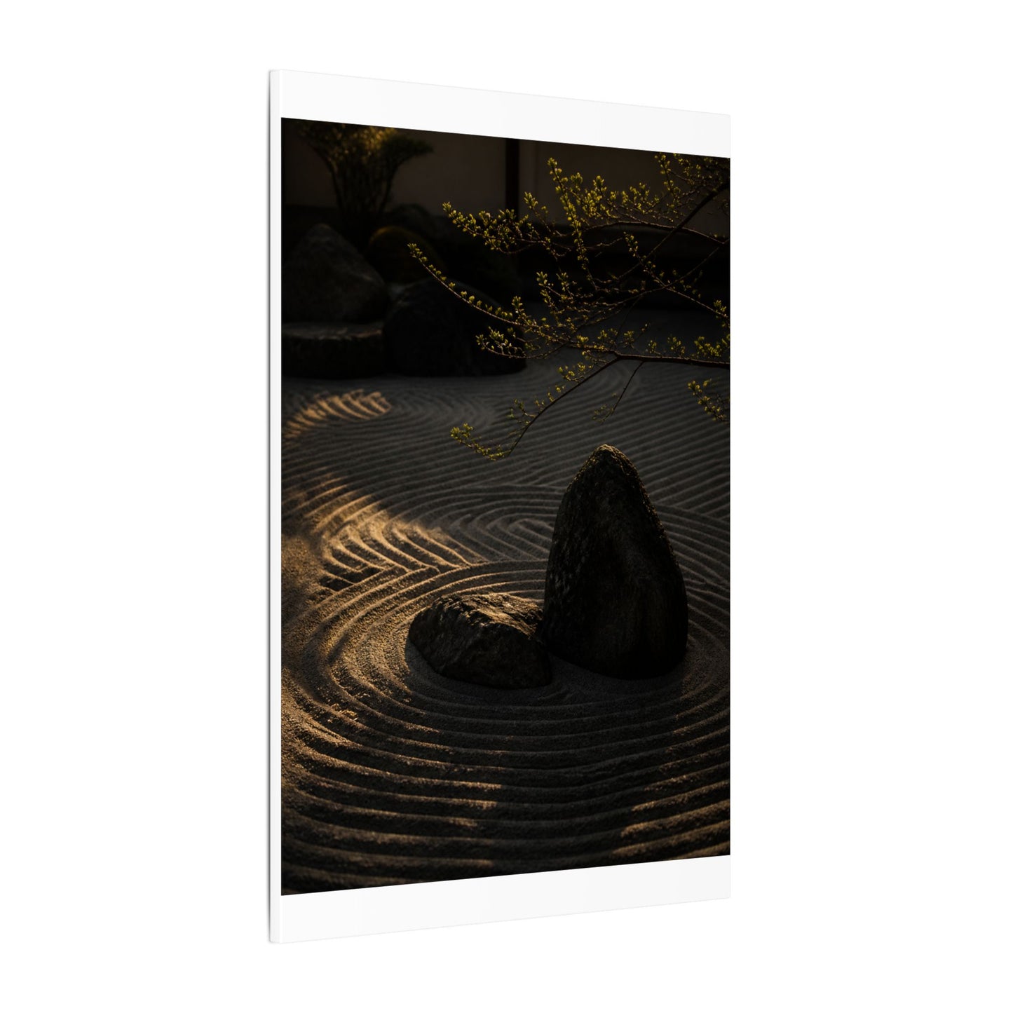 Ma Rock Garden Canvas Art - Dark Japandi Shadow Zen