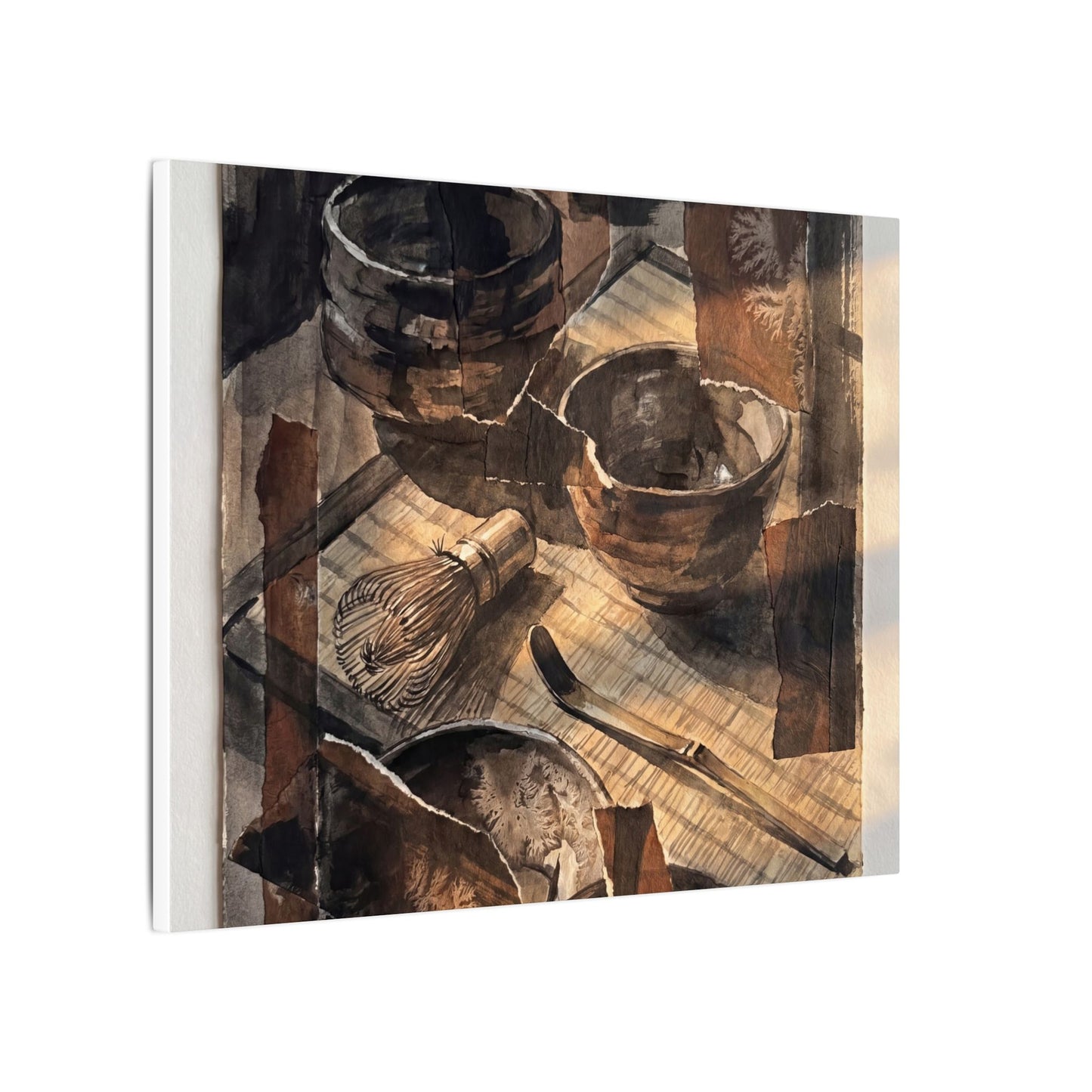 Tea Ceremony Charcoal Ink Canvas Art | Luxurious Dark Japandi Art