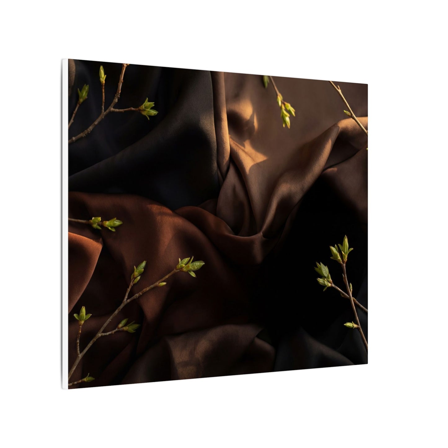 Dark Japandi Silk Drape in Golden Hour | Moody Minimal Canvas Art