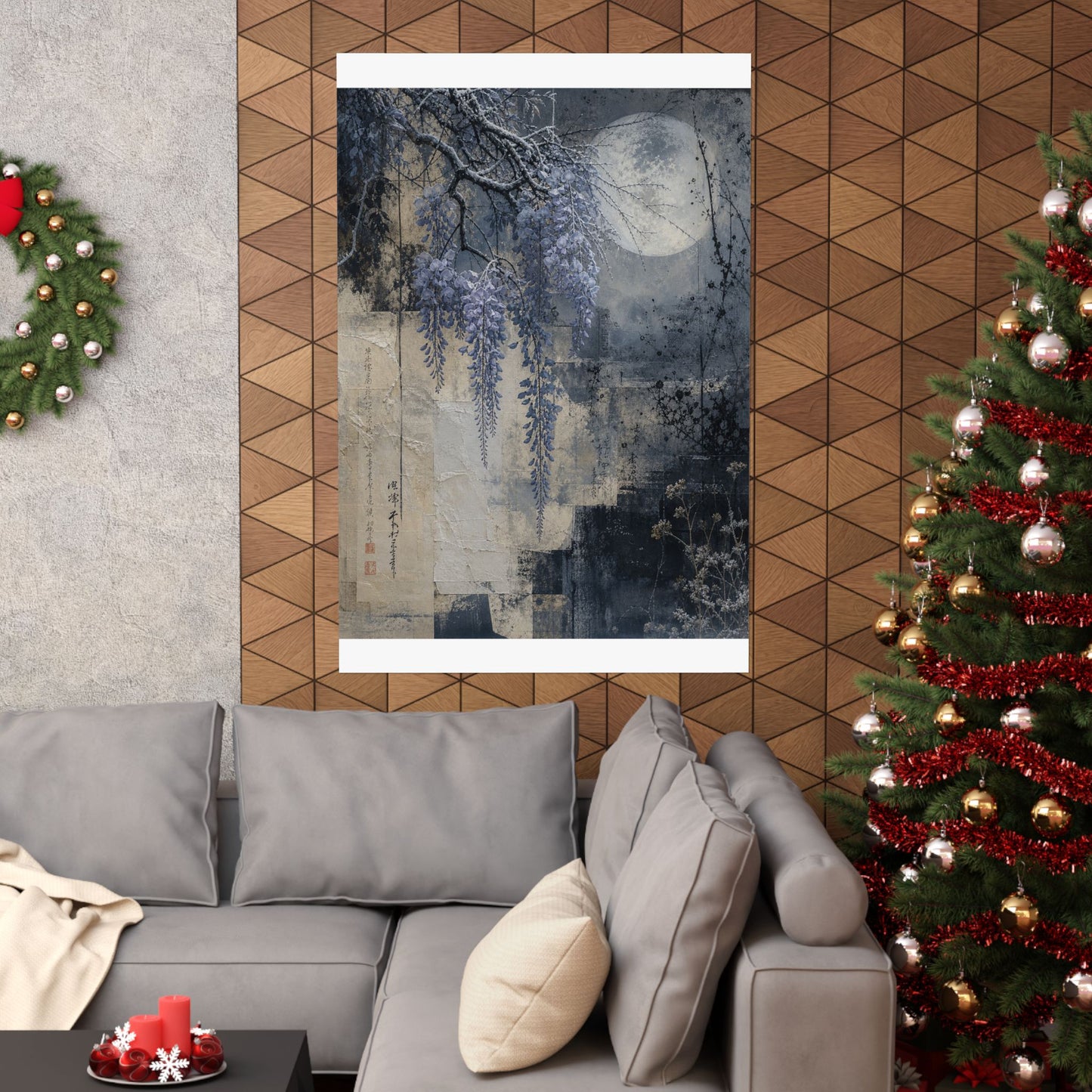 Moonlight Wisteria Wall Art Print - Japandi Seijaku