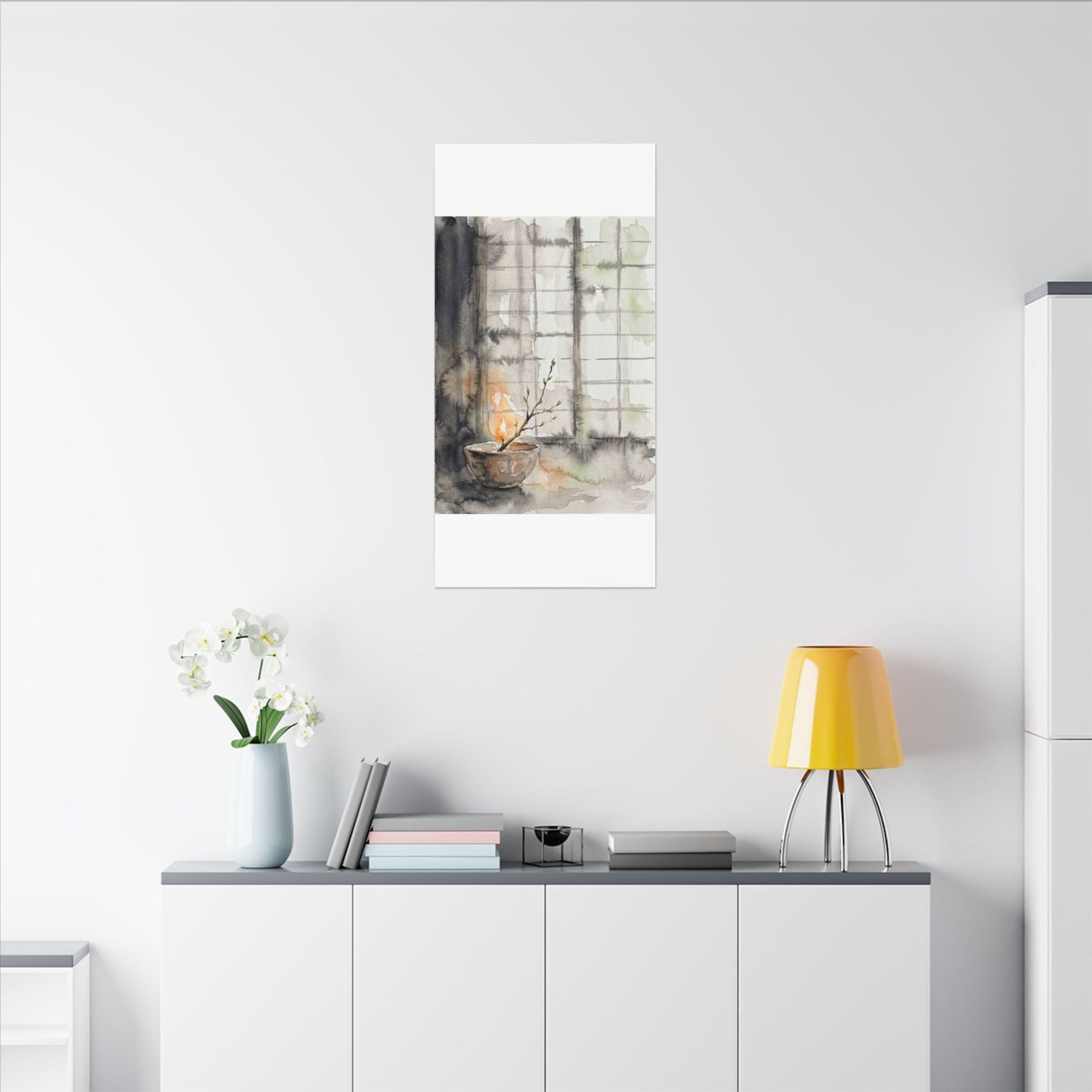 Shoji Screen Canvas Art | Spring Japandi Watercolor Art